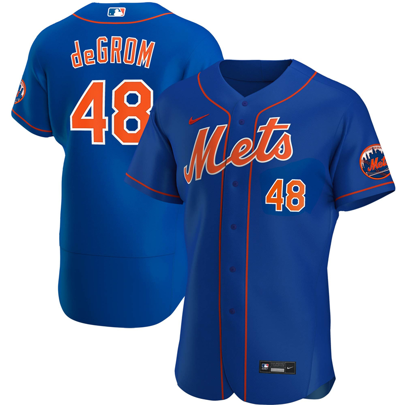 2020 MLB Men New York Mets #48 Jacob deGrom Nike Royal Alternate 2020 Authentic Player Jersey 1
